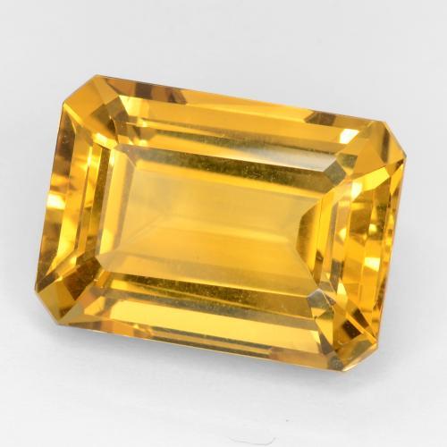 Citrino dorado natural de 16,12 ct, corte esmeralda, VVS-VS