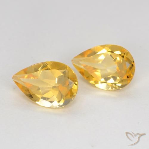 Gemas de Citrino Dorado medio natural de 1.18 ct, En forma de pera, VVS-VS