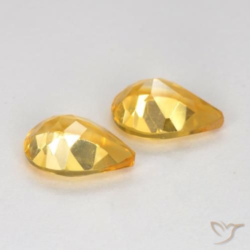 Gemas de Citrino Dorado medio natural de 1.18 ct, En forma de pera, VVS-VS