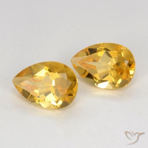 Gemas de Citrino Dorado oscuro medio natural de 1.42 ct, En forma de pera, VVS-VS