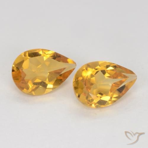 Gemas de Citrino Naranja dorado intenso natural de 1.18 ct, En forma de pera, VVS-VS