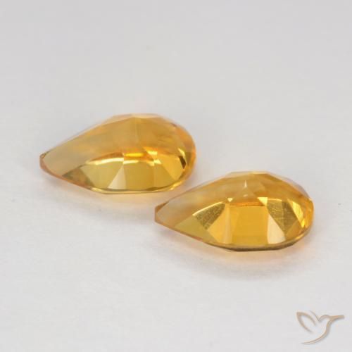 Gemas de Citrino Naranja dorado intenso natural de 1.18 ct, En forma de pera, VVS-VS
