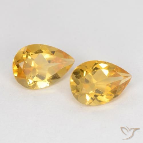 Gemas de Citrino Dorado medio natural de 1.17 ct, En forma de pera, VVS-VS