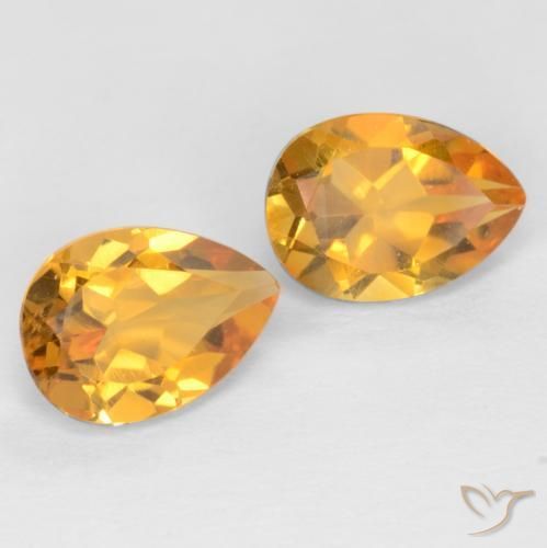 Gemas de Citrino Dorado naranja oscuro natural de 1.42 ct, En forma de pera, VVS-VS
