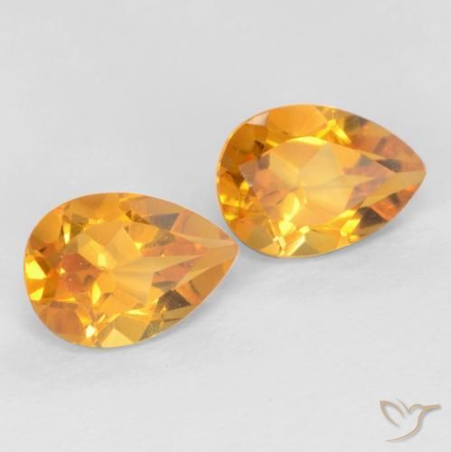 Gemas de Citrino Dorado naranja intenso natural de 1.39 ct, En forma de pera, VVS-VS