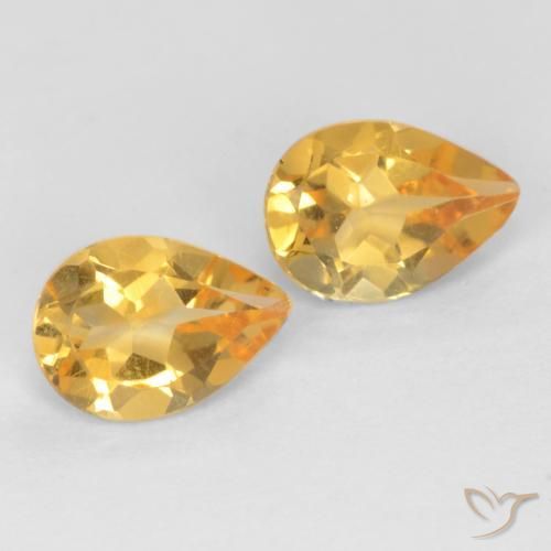 Gemas de Citrino Dorado oscuro medio natural de 1.18 ct, En forma de pera, VVS-VS