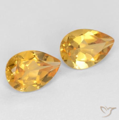 Gemas de Citrino Dorado oscuro medio natural de 1.29 ct, En forma de pera, VVS-VS