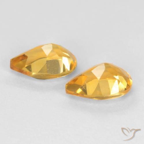 Gemas de Citrino Dorado oscuro medio natural de 1.29 ct, En forma de pera, VVS-VS