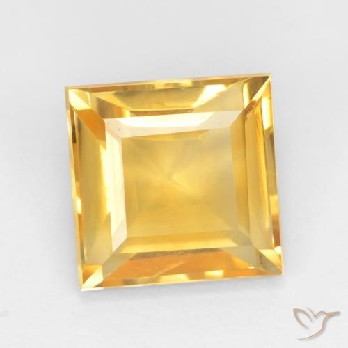 3.19ct Natural Dorado medio Citrino, Cuadrado, VS