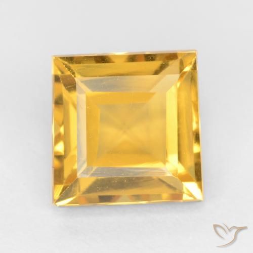 1.51ct Natural Naranja dorado Citrino, Cuadrado, VS
