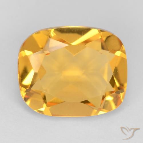 3.42ct Natural Naranja dorado Citrino, Forma Cojín, VS