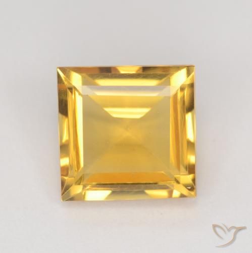 3.14ct Natural Naranja dorado Citrino, Cuadrado, VS