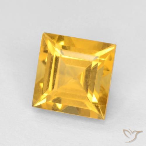 Citrino Dorado medio natural de 1.60 ct, Cuadrado, VVS-VS