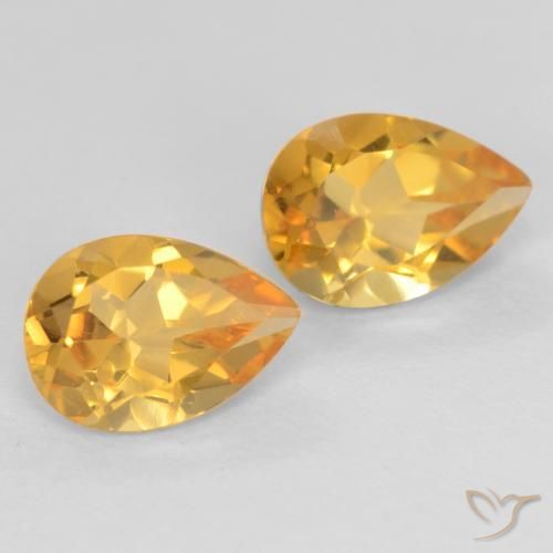 Gemas de Citrino Dorado natural de 1.29 ct, En forma de pera, VVS-VS