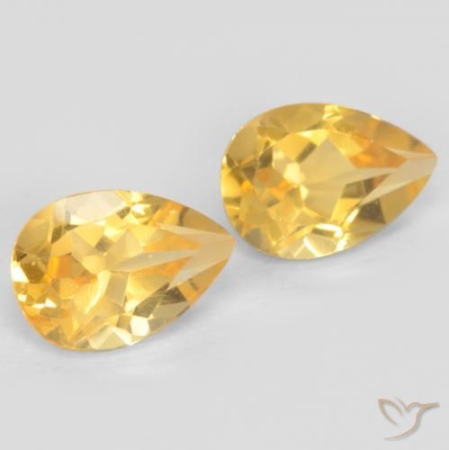 Gemas de Citrino Dorado medio natural de 1.38 ct, En forma de pera, VVS-VS