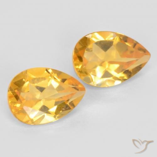 Gemas de Citrino Dorado medio natural de 1.49 ct, En forma de pera, VVS-VS