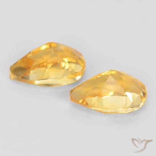 Gemas de Citrino Dorado medio natural de 1.49 ct, En forma de pera, VVS-VS
