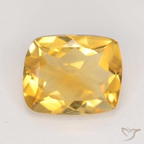 3.30ct Natural Dorado medio Citrino, Forma Cojín, VS