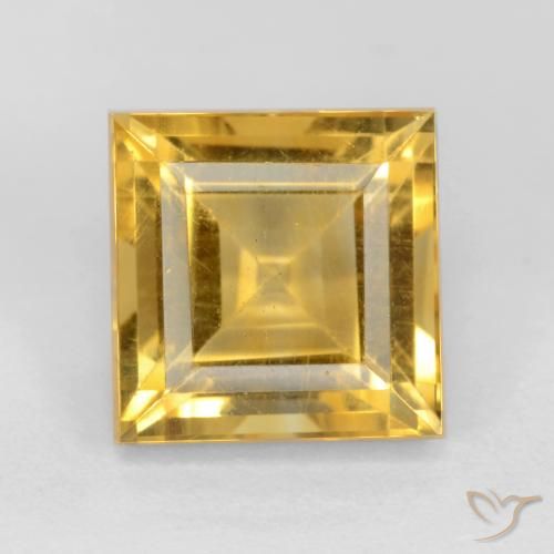 3.23ct Natural Dorado medio Citrino, Cuadrado, VS
