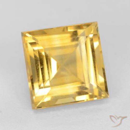 Citrino Dorado medio natural de 3.23 ct, Cuadrado, VS