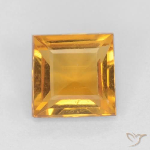 0.79ct Natural Dorado naranja oscuro Citrino, Cuadrado, VS