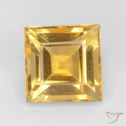 3.08ct Natural Dorado medio Citrino, Cuadrado, VS