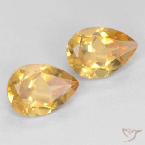 Gemas de Citrino Dorado medio natural de 1.37 ct, En forma de pera, VVS-VS