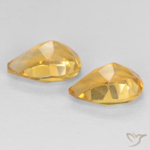 Gemas de Citrino Dorado medio natural de 1.37 ct, En forma de pera, VVS-VS