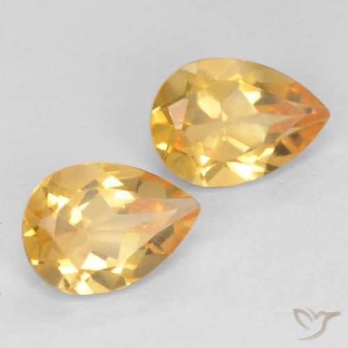 Gemas de Citrino Dorado-naranja claro natural de 1.28 ct, En forma de pera, VVS-VS
