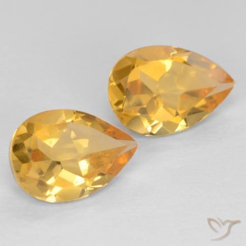 Gemas de Citrino Dorado oscuro medio natural de 1.19 ct, En forma de pera, VVS-VS