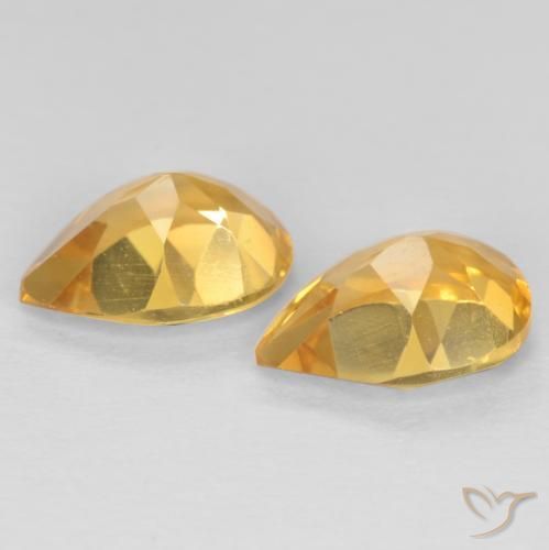 Gemas de Citrino Dorado oscuro medio natural de 1.19 ct, En forma de pera, VVS-VS