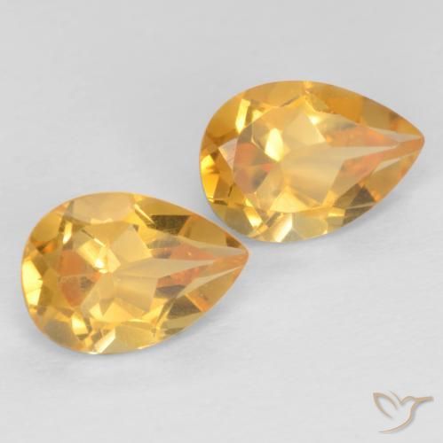 Gemas de Citrino Naranja dorado intenso natural de 1.26 ct, En forma de pera, VVS-VS