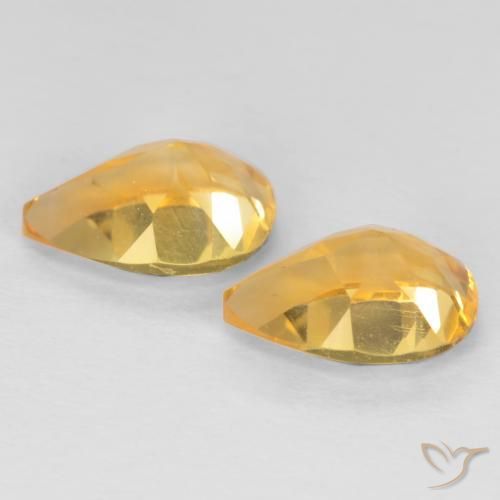 Gemas de Citrino Naranja dorado intenso natural de 1.26 ct, En forma de pera, VVS-VS