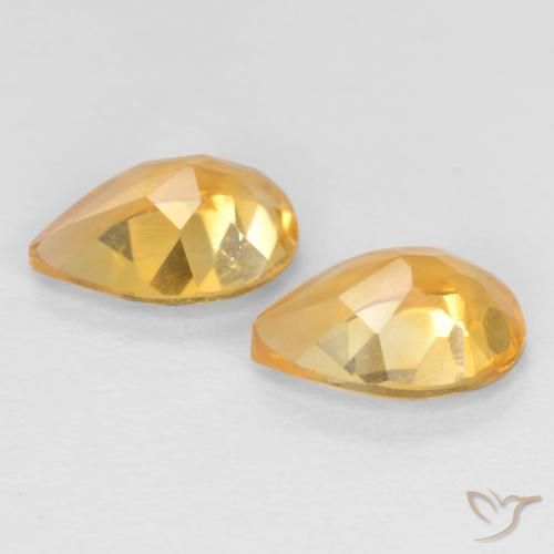 Gemas de Citrino Naranja dorado intenso natural de 1.18 ct, En forma de pera, VVS-VS