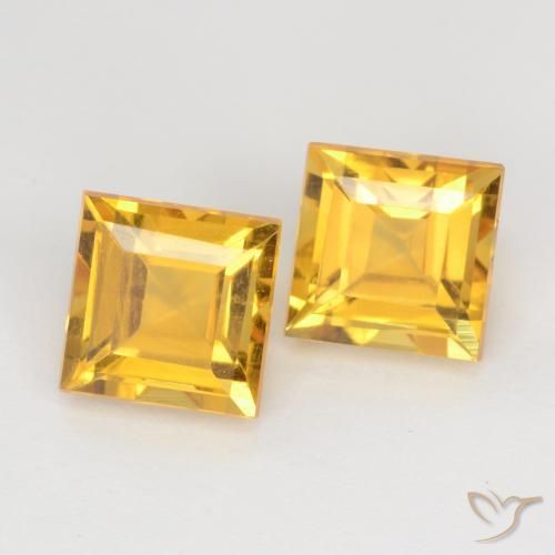 Gemas de Citrino Dorado claro natural de 2.35 ct, Cuadrado, VS