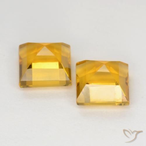 Gemas de Citrino Dorado claro natural de 2.35 ct, Cuadrado, VS