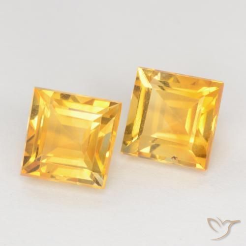 Gemas de Citrino Dorado medio natural de 2.39 ct, Cuadrado, VS