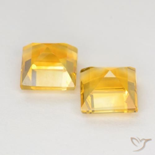 Gemas de Citrino Dorado medio natural de 2.39 ct, Cuadrado, VS