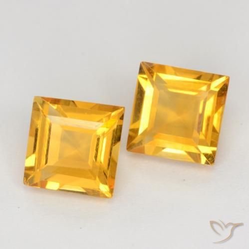 Gemas de Citrino Dorado naranja claro medio natural de 2.14 ct, Cuadrado, VS