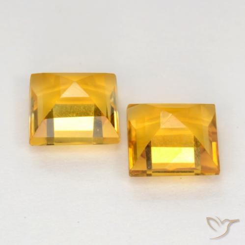 Gemas de Citrino Dorado naranja claro medio natural de 2.14 ct, Cuadrado, VS