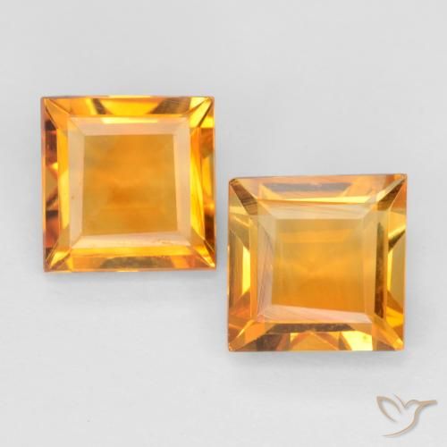 1.62ctw Natural Naranja medio Citrino, Cuadrado, VS