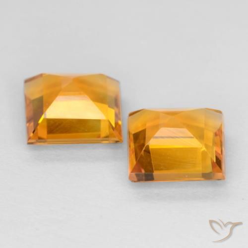Gemas de Citrino Naranja medio natural de 1.62 ct, Cuadrado, VS