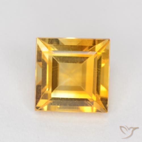 0.95ct Natural Naranja dorado intenso Citrino, Cuadrado, VS