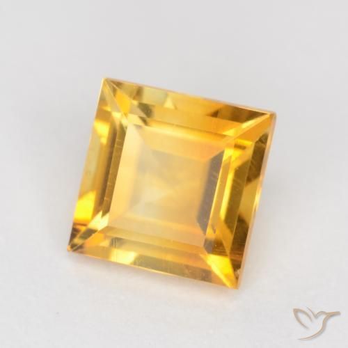 Citrino Naranja dorado intenso natural de 0.95 ct, Cuadrado, VS