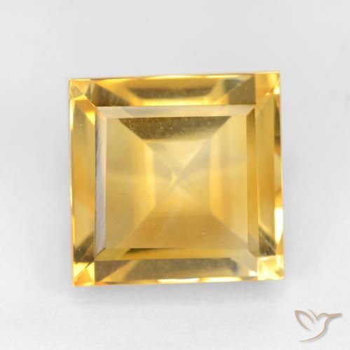 3.75ct Natural Naranja dorado Citrino, Cuadrado, VS