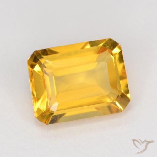 Citrino Dorado medio natural de 1.63 ct, Corte Octágono / Esmeralda, VVS-VS