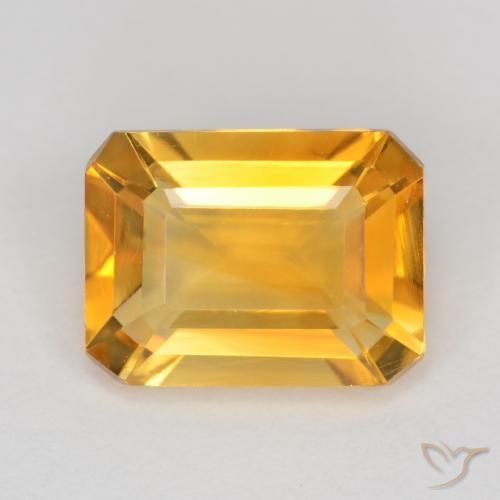1.45ct Natural Naranja dorado intenso Citrino, corte esmeralda, VS