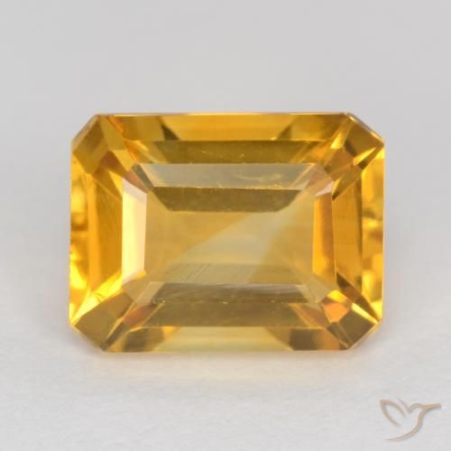 1.57ct Natural Naranja dorado intenso Citrino, corte esmeralda, VS