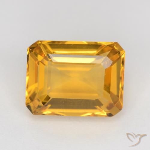 1.65ct Natural Naranja dorado intenso Citrino, corte esmeralda, VS