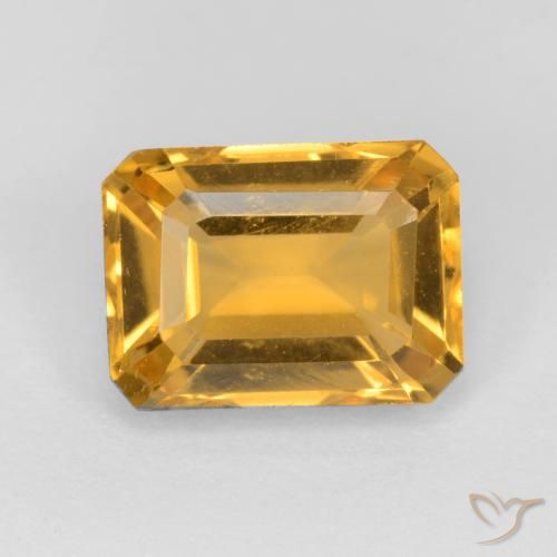 1.58ct Natural Naranja dorado intenso Citrino, corte esmeralda, VVS-VS